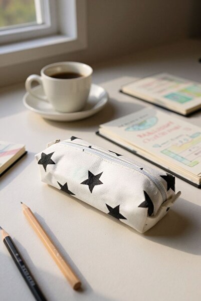 DERKADESİGN Kalemlik Yıldızlı Geniş Kalem Kutusu Kalemlik Makyaj Çantası Çok Amaçlı Organizer