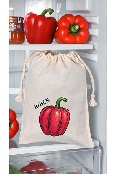 APRENDİ Sebze - Meyve Kesesi / Torbası Buzdolabı Organizer (BİBER) 25x35