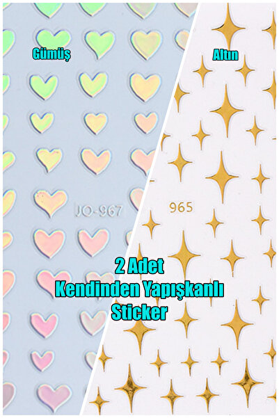 Easy Beauty 2 Adet Nail Art Tırnak Sticker Kendinden Yapışkanlı, Tırnak Süsle...