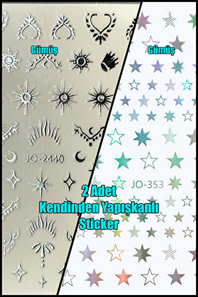 Easy Beauty 2 Adet Nail Art Tırnak Sticker Kendinden Yapışkanlı, Tırnak Süsle...