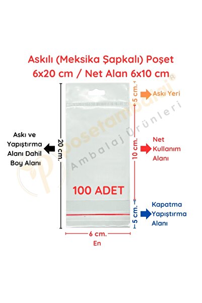 CarpCorn 6x20 Cm (KAPALI HALİ 6X10 CM) 100 Adet - Askılı Yapışkanlı Poşet - M...