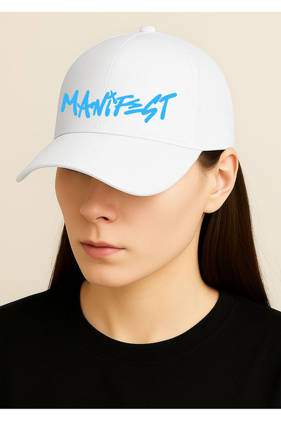 lewibafashion Șapcă imprimată premium cu design Manifest, albastru pe alb, de...