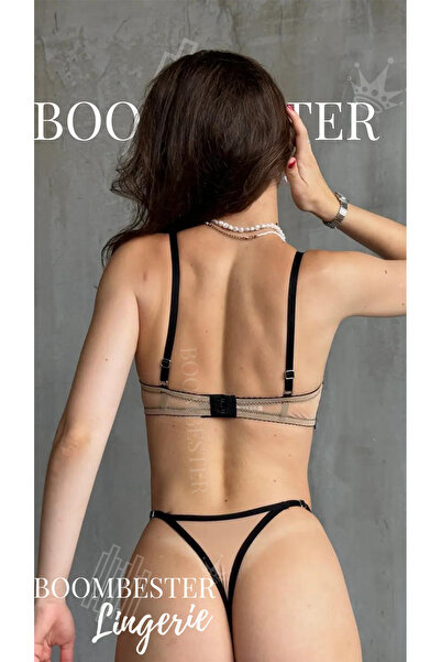 BoomBester Σετ εσώρουχα σουτιέν Nude Black Lace (στρινγκ) (Επιλογές κύπελλου B και C)