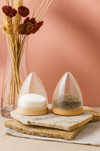 Denizcan Home مجموعة من 2 وعاء ملح وفلفل خشبي مفصل من فيرال، وعاء توابل، وعاء...