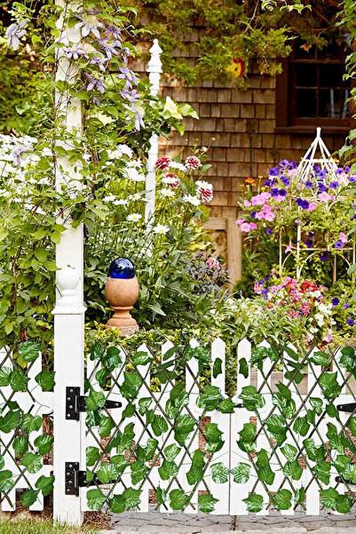 LİGROUND 70x200 Yaprak Desenli Katlanır-Açılır Ahşap Bahçe Çiti Yaprak Duvar Çit Örgü Balkon Teras Çiti Çim