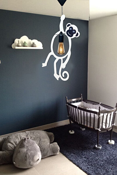 KAŞIKBEY Elleri Yapışan Maymun Avize Bebek Çocuk Odası Cafe Ofis Dekoratif Sarkıt Tekli Maymun Avize Lamba