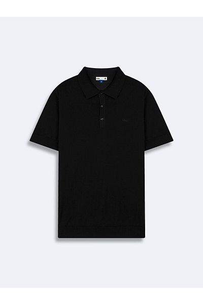 Ltb Short Sleeve Polo Neck Knitwear Black Sweater
