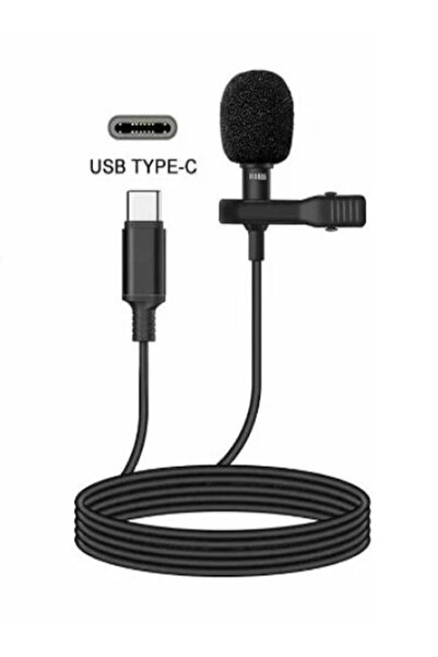 BAYINDIRELEKTRONİK Cep Telefonu Mini Klipsli Mikrofon Type-c Uyumlu Kablo Uçlu Yaka Mikrofonu Lavalier