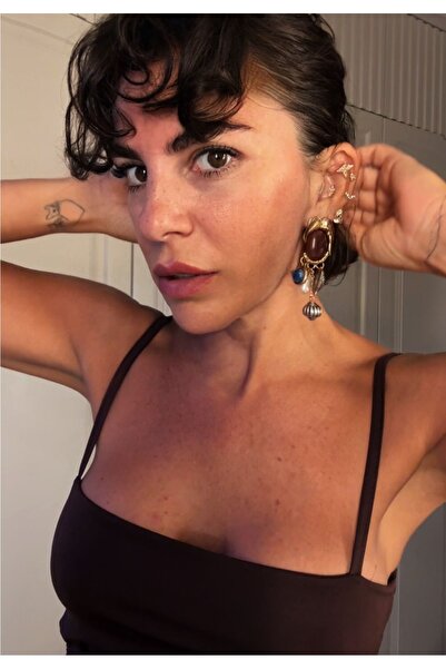 Bo Takı ve Aksesuar Vintage model charmlı sallantılı küpe