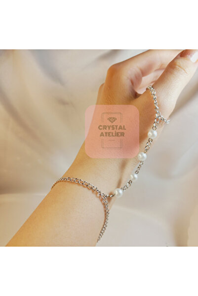 Crystal Atelier Gümüş Rodyum Kaplama Incili Baş Parmak Şahmeranı-inci Detaylı...