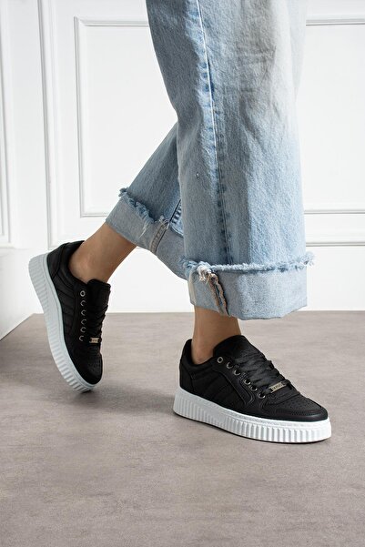 L.A Polo Siyah Beyaz Günlük Kadın Sneaker