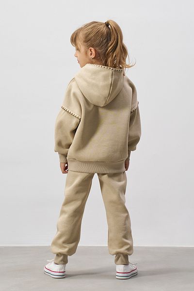 Minipodyum Sewn Detailed Hooded Girl's Bottom Top Tracksuit Set