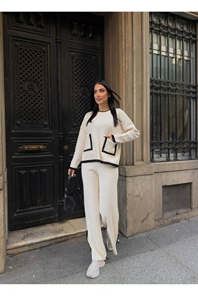 SOFT Cepli fitilli, pantolonu yan yırtmaçlı Triko Takım