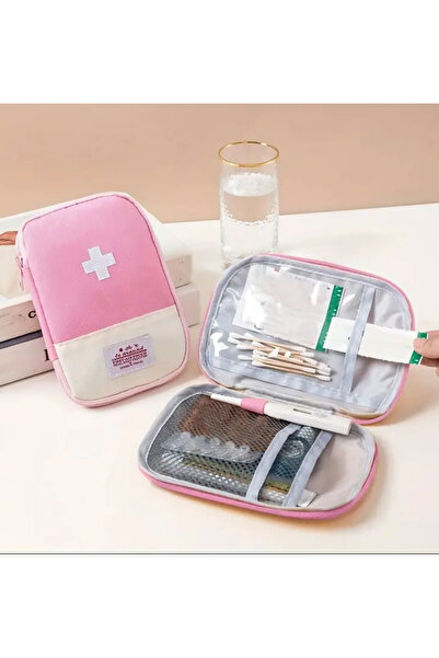 CEDAN Büyük Boy Pembe Sevimli Mini Taşınabilir Ilaç Çantası, Ilk Yardım Kiti,...