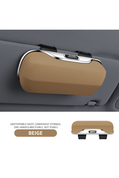 Choice Beige Universal Car-Mounted Eyeglass Case Sunglasses Holder Driver Co-...