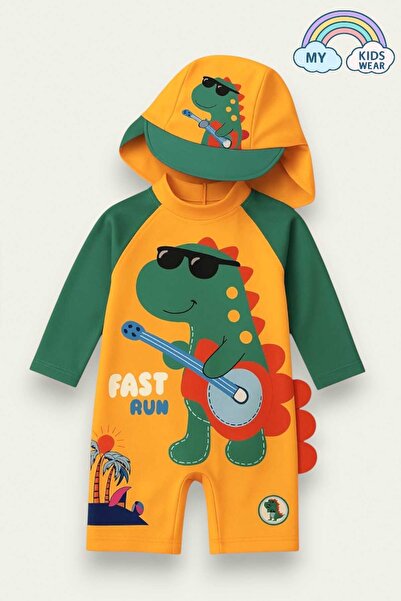 My Kids Wear Şapkalı Fermuarlı Uzun Kollu Mayo