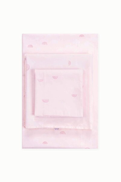 Boumini Pink Rainbow Patterned 100% Cotton Baby Bedding Set