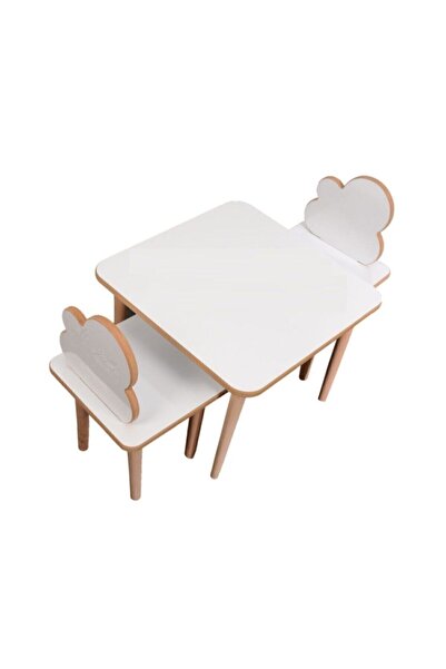 Taco Kids Yaz Sil Yüzeyli Çocuk Aktivite Masa Sandalye Takımı - Çift Bulut Sandalye