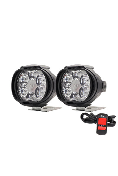 Choice قطعتان من مفتاح N وقطعتان من مصابيح LED الأمامية للدراجات النارية باللون الأبيض فائقة السطوع مصباح أمامي مساعد يعمل على سكوتر