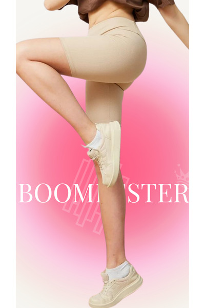 BoomBester High Waist Tummy Control Ribbed Shorts Leggings Biker Yoga Sports Tights