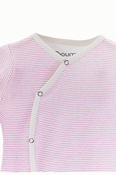 Boumini Baby Rompers Pink Striped Jumpsuit with Booties