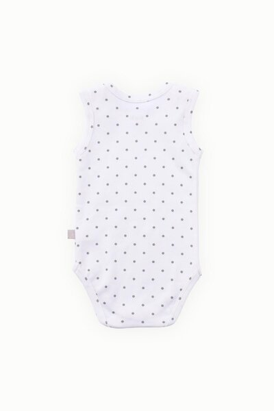 Boumini Gray Polka Dot Cotton Baby Body - Undershirt Design with Snap Fasteners