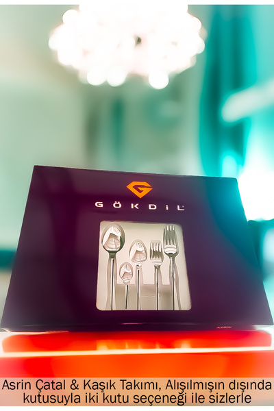 Gökdil Asrin 48 Piece 12 Person 18/10 Stainless Steel Luxury Boxed Cutlery & Spoon & Knife Set