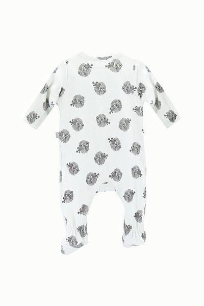 Boumini Fish Beige 100% Cotton Baby Romper - Striped with Booties