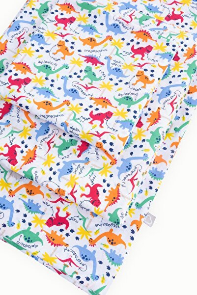 Boumini % 100 Pamuk Bebek Nevresim Takımı Renkli Dinozorlar