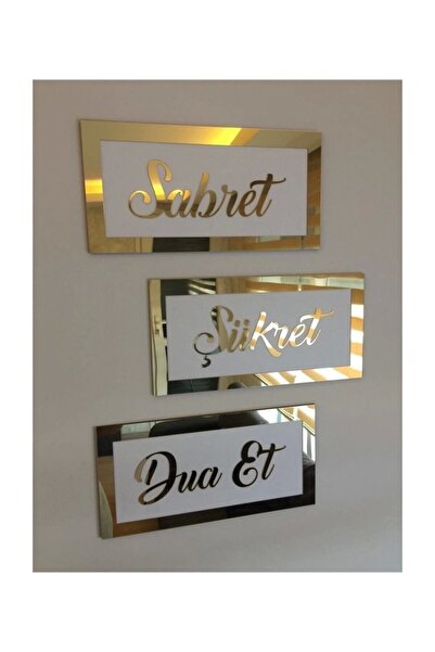 hediyesepetin Sabret Şükret Dua Et 3lü Set Beyaz Gold