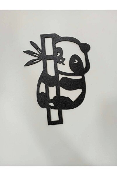 indirimsevinci Panda 3 Lü Ahşap Duvar Dekoru Tablo Siyah