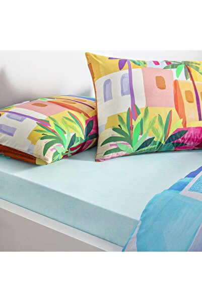 Taç Taç Lyona Ranforce Çift Kişilik Nevresim Takımı Mavi