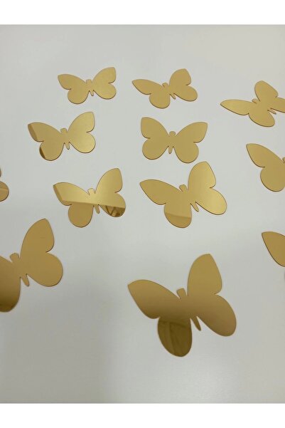 hediyesepetin 12 li Gold Pleksi Ayna Kelebek Duvar Dekor Ürün