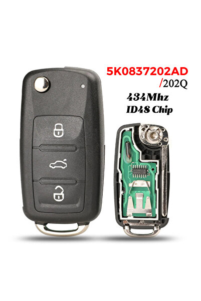 Choice مفتاح ريموت jingyuqin 5K0837202AD/202Q مفتاح ريموت سيارة قابل للطي 434 ميجاهرتز لسيارة فولكس فاجن كادي إيوس جولف جيه