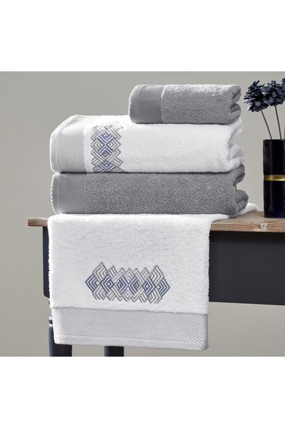 Taç Βάθος Σετ οικογενειακής ρόμπας από καθαρό βαμβάκι λευκό γκρι