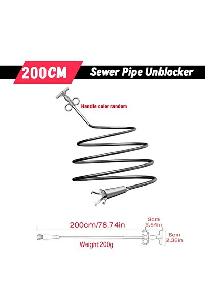 Choice أداة إزالة انسداد أنابيب الصرف الصحي 200 سم 90/160/200/300 سم، أداة حف...