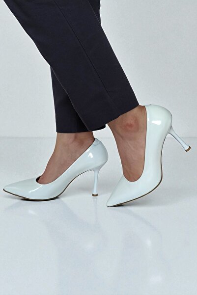 ERS Air Comfort حذاء نسائي من الجلد الأصلي باللون الأبيض بكعب ستيليتو - كعب ر...