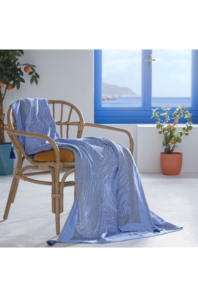 Taç Taç Butik Bodrum Throw Mavi