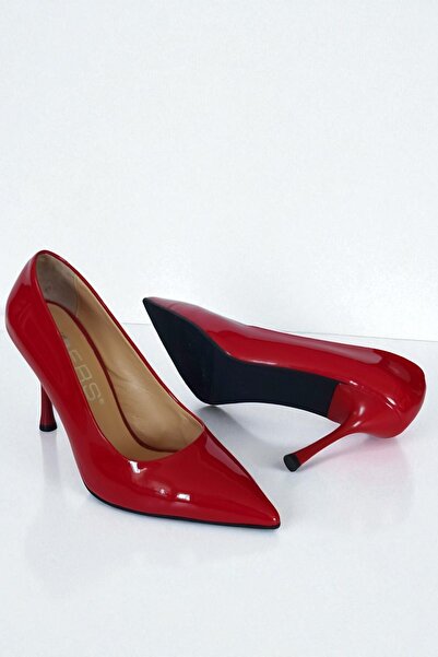 ERS Air Comfort Genuine Patent Leather Red Women's Stiletto – 9 cm Thin Heel Stylish Pointed Toe Heeled Shoes