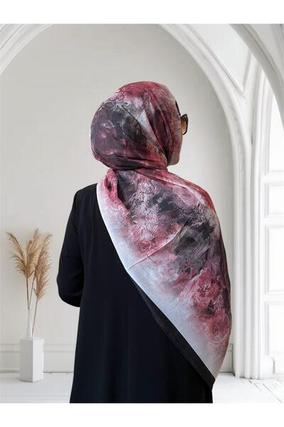 ESSLERA Women's Rose Pattern Black Red Soft Shawl