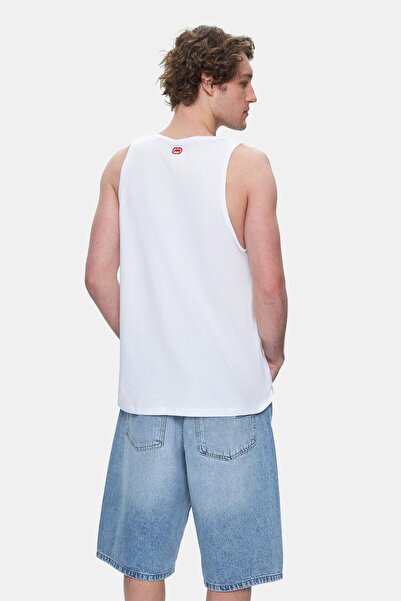 ECKO UNLTD Wilber White Zero Sleeve Printed Loose Fit Men's Tshirt