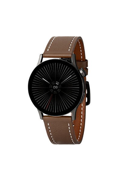 FRO Lw-38v Kompakt Şık Akıllı Saat Siyah Kasa Kahverengi Kordon Sesli Görüşme Özellikli