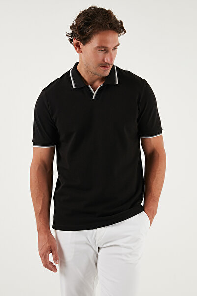 Buratti Bavlněné tričko Regular Fit Stripe Detailed Polo Neck Pánské TRIKO POLO LÁTKA 5902964