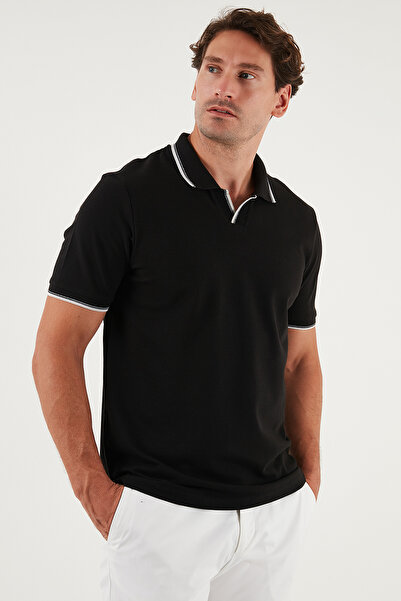 Buratti Bavlněné tričko Regular Fit Stripe Detailed Polo Neck Pánské TRIKO POLO LÁTKA 5902964