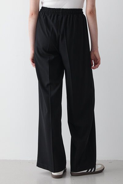 JASTE Women's Black Elastic Waist Wide Leg Palazzo Pants