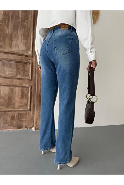 XBELLA DENİM Жіночі прямі джинси з високою талією, ластиком і вузькими штанинами