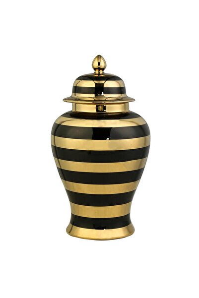 Vitale Vază Dory cu dungi negru auriu 14x22x38 cm AK.WLT0613