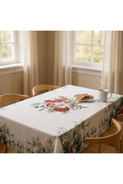 GMhome مفرش طاولة مطبوع رقميًا |   نمط زهري |   قماش مقاوم للبقع وسهل التنظيف