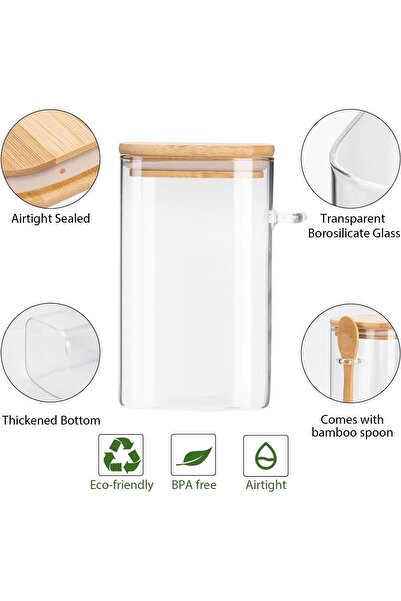 Generic Bisbell Glass Food Storage Jars Containers With Wooden Spoon,6pcs Set,700ml