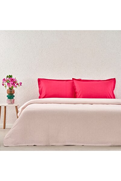 Taç Plain Viskoz Çift Kişilik Çok Amaçlı Set Fuşya